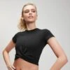 MP Damen Power Kurzarm Crop Top - Schwarz -Sportliche Kleidung Geschäft 11859687 5154726106687607