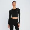 MP Damen Shape Seamless Langarm-Crop-Top — Schwarz -Sportliche Kleidung Geschäft 12698500 1545049068066484