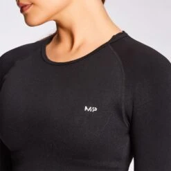 MP Damen Shape Seamless Langarm-Crop-Top — Schwarz -Sportliche Kleidung Geschäft 12698500 1614856548156647