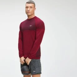 MP Herren Essential Seamless Langarmshirt — Wine Marl