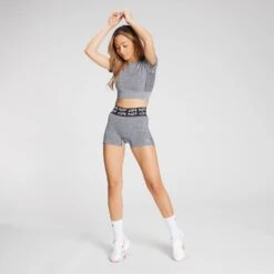 MP Damen Curve Crop Kurzarm--T-Shirt — Grau -Sportliche Kleidung Geschäft 12773191 1554862195661621