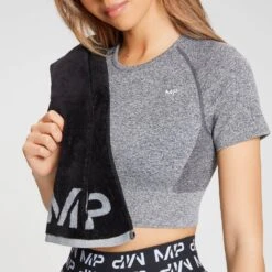 MP Damen Curve Crop Kurzarm--T-Shirt — Grau -Sportliche Kleidung Geschäft 12773191 3954862195689278