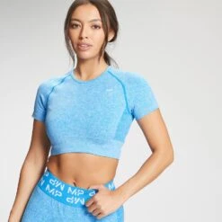 MP Damen Bauchfeies Curve Kurzarm-T-Shirt — Hellblau -Sportliche Kleidung Geschäft 12774619 1904863000875973