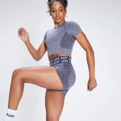 MP Damen Bauchfeies Curve Kurzarm-T-Shirt — Galaxy Blau -Sportliche Kleidung Geschäft 12774627 8994900585202652