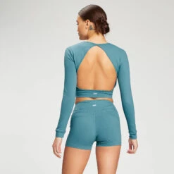 MP Damen Power Open Back Crop Top — Ozeanblau -Sportliche Kleidung Geschäft 12774811 9654885510189197 2