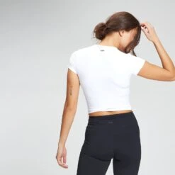 MP Damen Power Kurzarm-Crop-Top — Weiß -Sportliche Kleidung Geschäft 12782071 1784863802819335