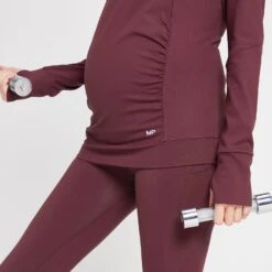 MP Power Schwangerschaftsoberteil Mit 1/4-Reißverschluss Für Damen - Bordeauxrot -Sportliche Kleidung Geschäft 13028772 2124918734891123