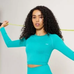 MP Shape Nahtloses Langarm-Top Für Damen - Lagunenblau -Sportliche Kleidung Geschäft 13110589 7534915095699912