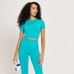 MP Shape Nahtloses Crop-Top Für Damen - Lagunenblau -Sportliche Kleidung Geschäft 13110637 5784915095810597 1