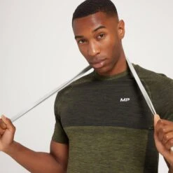 MP Essential Seamless Kurzarm-T-Shirt Für Herren - Olivgrün Meliert -Sportliche Kleidung Geschäft 13114777 1534932687973002