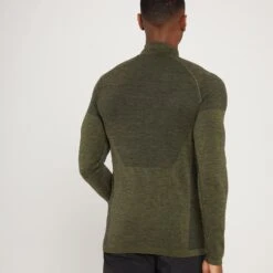 MP Essential Seamless Oberteil Mit 1/4-Reißverschluss Für Herren - Olivgrün Meliert -Sportliche Kleidung Geschäft 13114813 1204932687417864