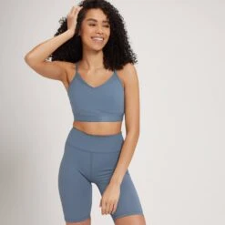 MP Women's Power Ultra Strappy Sports Bra — Stahlblau