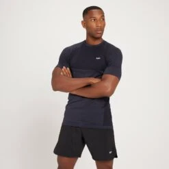 MP Essential Seamless Kurzarm-T-Shirt Für Herren - Schwarz Meliert