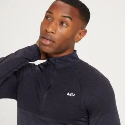 MP Essential Seamless Oberteil Mit 1/4-Reißverschluss Für Herren - Schwarz Meliert -Sportliche Kleidung Geschäft 13119729 1584932687298590