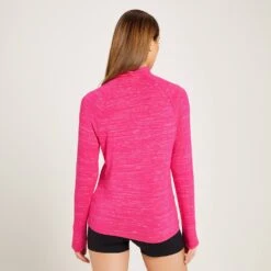 MP Performance Trainingsoberteil Mit ¼-Reißverschluss Für Damen - Marmoriertes Design In Magenta-Weiß -Sportliche Kleidung Geschäft 13120953 3234929353138397