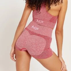 MP Curve Booty-Shorts Mit Hohem Bund Für Damen - Rot Meliert -Sportliche Kleidung Geschäft 13121321 1604915096572087