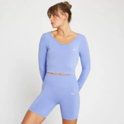 MP Damen Composure Nahtloses Langarm-Crop-Top — Kreide-Lila