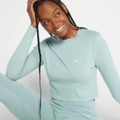 MP Essential Crop-T-Shirt Mit Langen Ärmeln Und Körperbetonter Passform Für Damen - Eisblau -Sportliche Kleidung Geschäft 13129988 1644949346063651