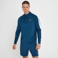 MP Men's Tempo Oberteil Mit ¼-Reißverschluss – Tiefblau