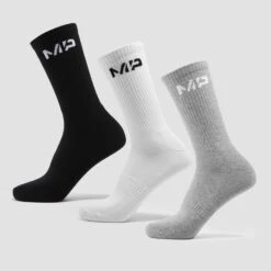 MP Damen Essentials Crew Socken (3er-Pack) – Schwarz/Weiß/Grau Meliert