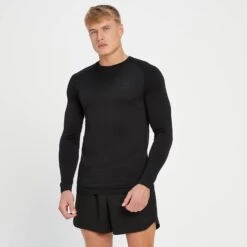 MP Herren Tempo Seamless Langarm-Top – Schwarz