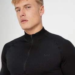 MP Herren Tempo Nahtloses Oberteil Mit ¼-Reißverschluss – Schwarz -Sportliche Kleidung Geschäft 13763762 7915015155916625