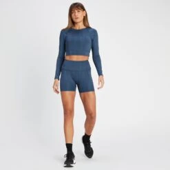 MP Damen Tempo Wendbares Langarm-Croptop – Deep Slate -Sportliche Kleidung Geschäft 13808928 2125026082674014