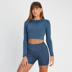 MP Damen Tempo Wendbares Langarm-Croptop – Deep Slate -Sportliche Kleidung Geschäft 13808928 5455026082633538