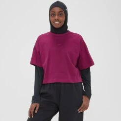 MP Damen Crop-T-Shirt – Dunkle Traube