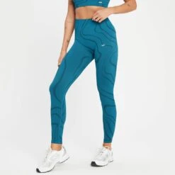 MP Damen Tempo Wave Nahtlose Leggings – Blaugrün