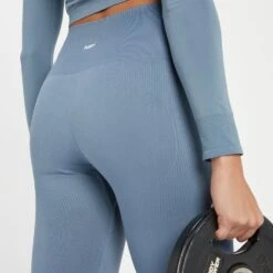 MP Damen Shape Nahtlose 7/8-Leggings – Steinblau -Sportliche Kleidung Geschäft 13838417 1415008102218402