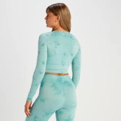 MP Damen Shape Seamless Langarm-Crop-Top – Rauchblaue Batik -Sportliche Kleidung Geschäft 14008976 1065056652452956