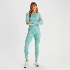 MP Damen Shape Seamless Langarm-Crop-Top – Rauchblaue Batik -Sportliche Kleidung Geschäft 14008976 1185056652503386
