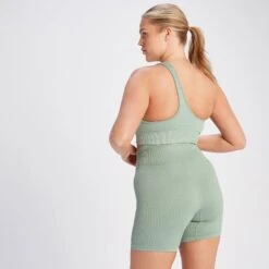 MP Damen Tempo Rib Nahtloser Asymmetrischer BH – Salbeigrün -Sportliche Kleidung Geschäft 14021589 3335068020895440