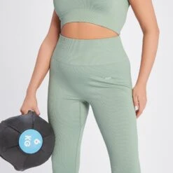 MP Damen Tempo Rib Nahtlose Leggings – Salbeigrün -Sportliche Kleidung Geschäft 14021647 1085068022579586