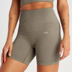 MP Damen Tempo Rib Nahtlose Shorts – Dunkles Graubraun -Sportliche Kleidung Geschäft 14220372 5415056652597361