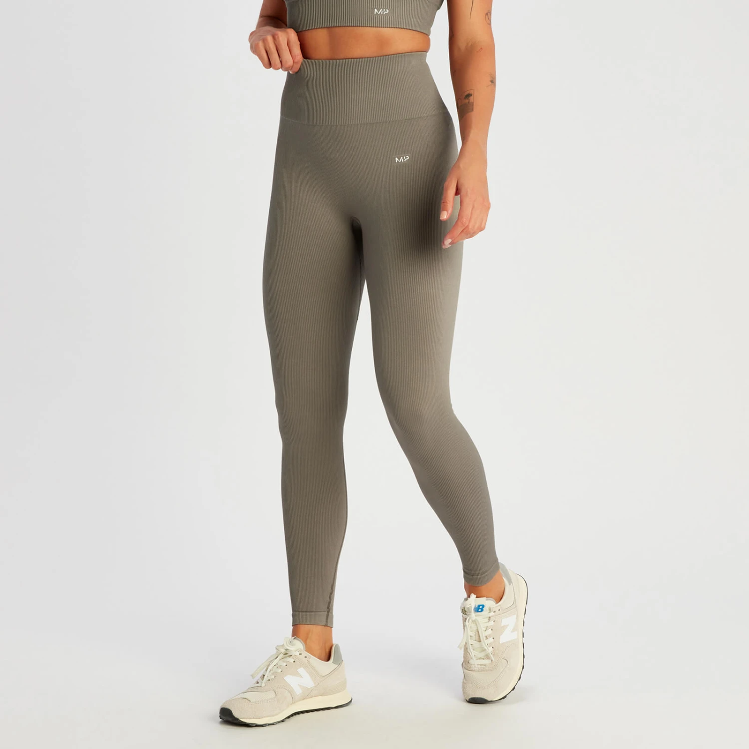 MP Damen Tempo Rib Nahtlose Leggings – Dunkles Graubraun 8 MP Damen Tempo Rib Nahtlose Leggings – Dunkles Graubraun – Bild 6